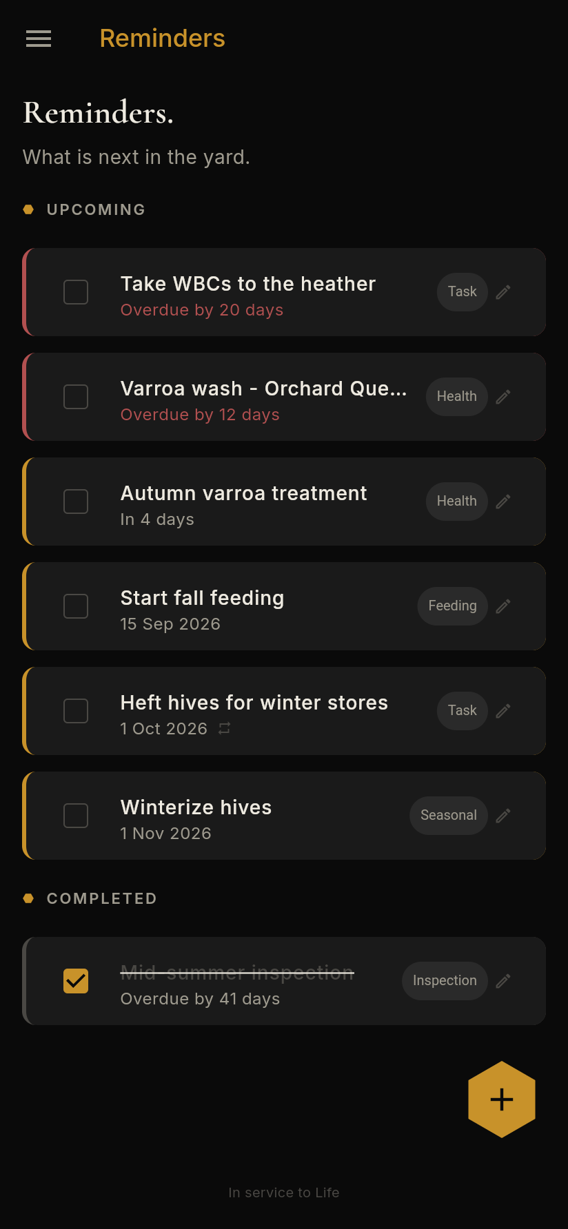 Reminders and tasks